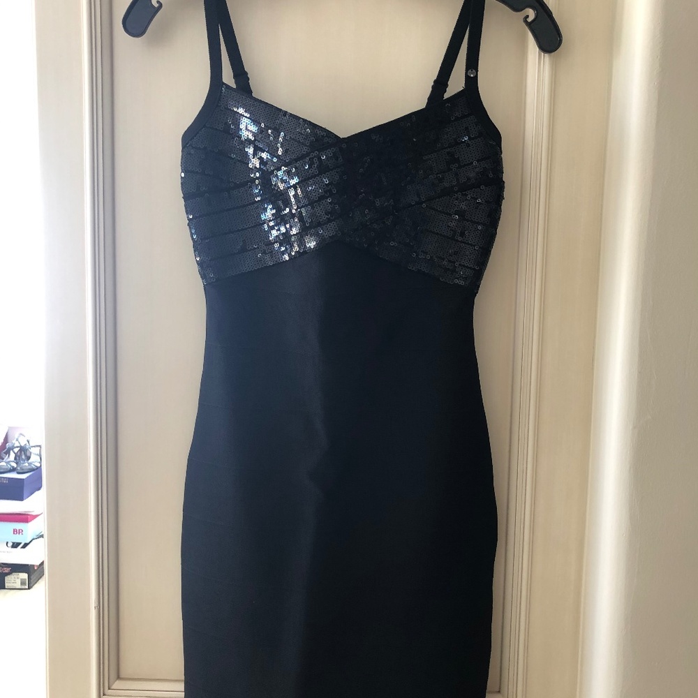 Guess Black Celeste Bandage Sequin Mini Dress